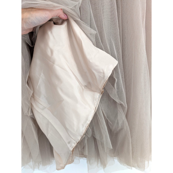 Watters Carly Lace Sequin Bodice Sheer Tulle Skirt Maxi Bridal Formal Event Gown - Picture 12 of 15